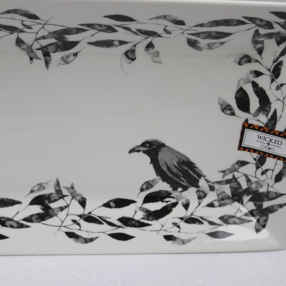 CIROA WICKED BLACK RAVEN CROW W/LEAVES HALLOWEEN RECTANGLE...